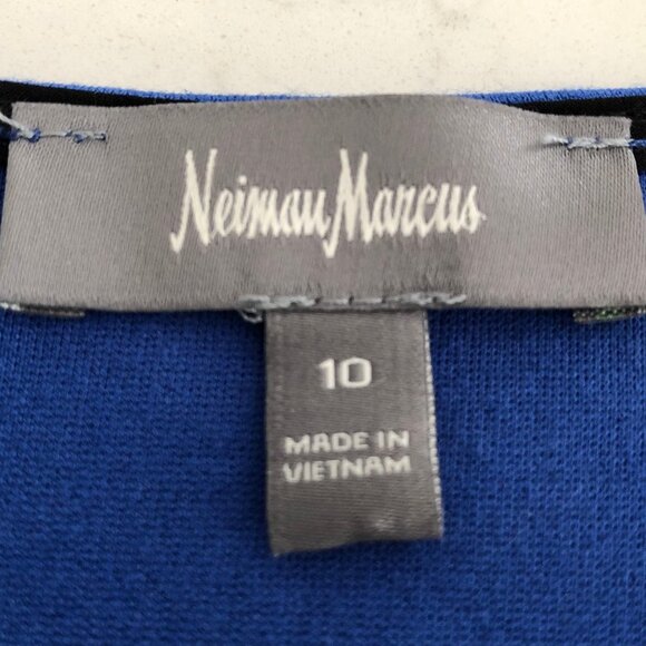 Neiman Marcus Slvless V Neck Fit & Flare Rayon Blend Dress w Ruffle Blue Sz 10 - Picture 10 of 12